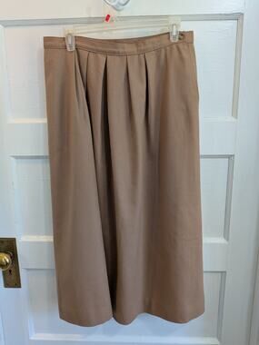 Vintage Pendleton Wool Pleated Midi Skirt Camel Sz 14 Pockets